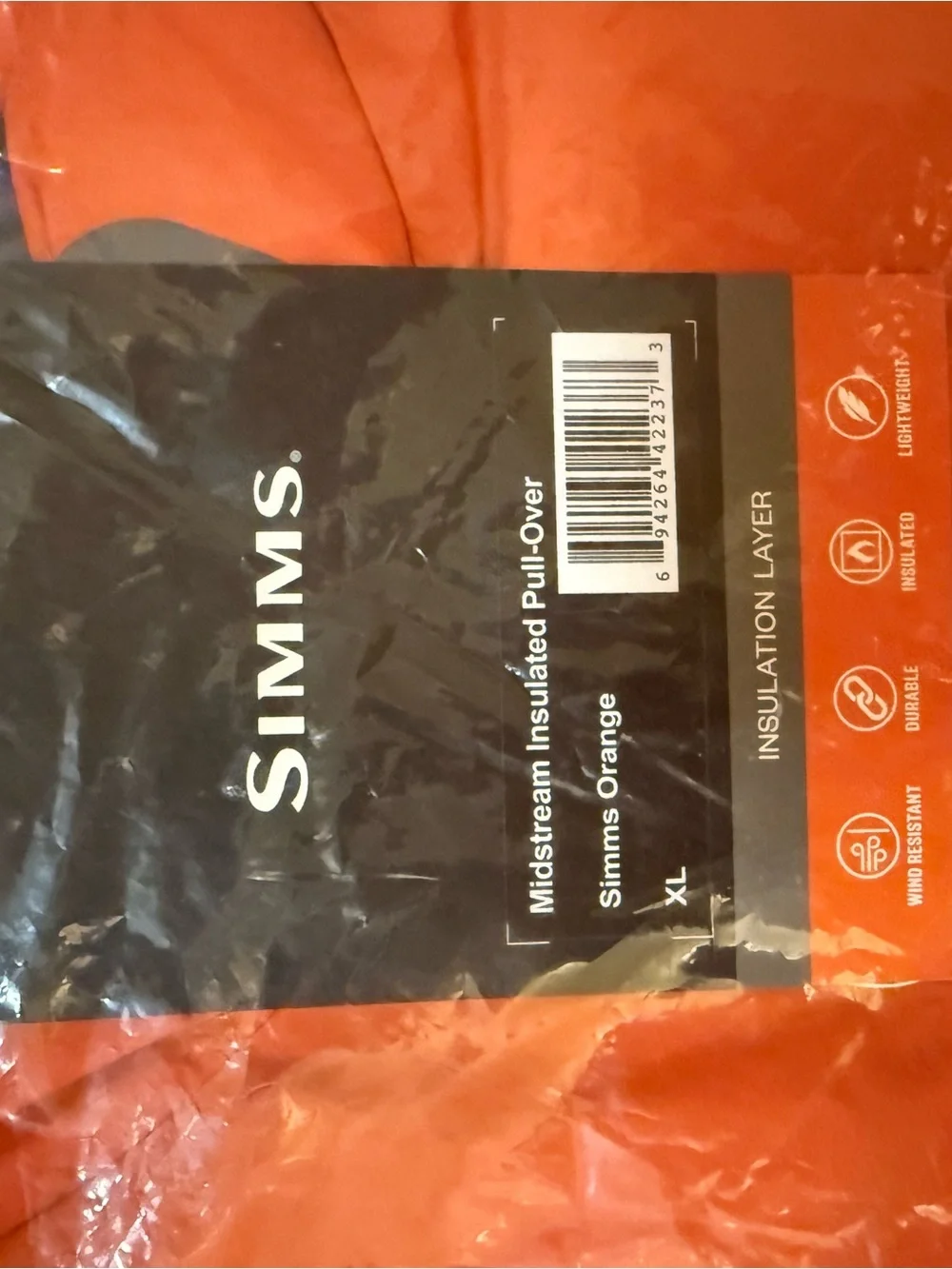 Simms Two-Tone Orange Half-Zip Windbreaker